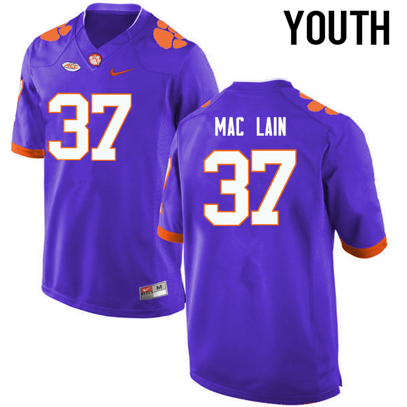 Youth Clemson Tigers #37 Ryan Mac Lain College Football Jerseys-Purple